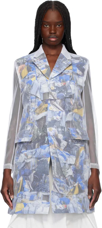 COMME DES GARÇONS WHITE & MULTICOLOR LAYERED JACKET