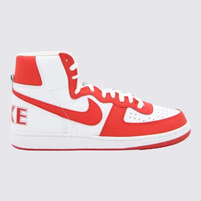 Comme Des Garçons White And Red Leather Sneakers In Multi