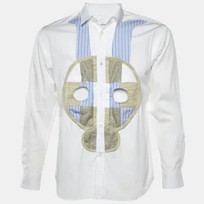 Pre-owned Comme Des Garçons White Cotton Contrast Skull Detail Shirt Xs