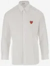 Comme Des Garçons Red Heart Patch Shirt In White