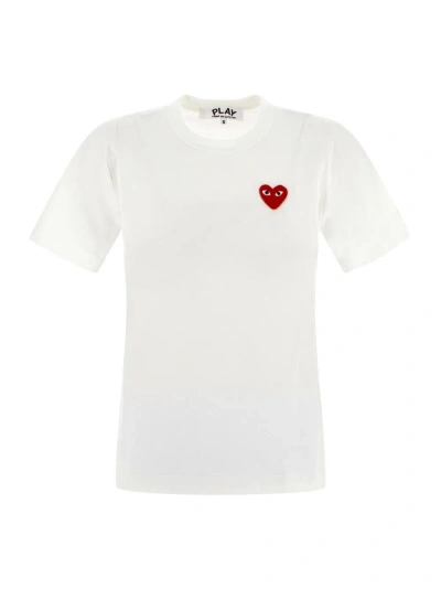 Comme Des Garçons White Embroidered Heart T-shirt