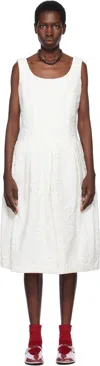 Comme Des Garçons White Floating Jacquard Flower Pattern Midi Dress In White