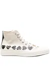 Comme Des Garçons High-top Sneakers With Black Heart Motifs In Neutrals