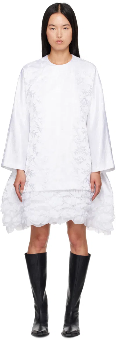 Comme Des Garçons White Jacquard Minidress In 1 White/white/white