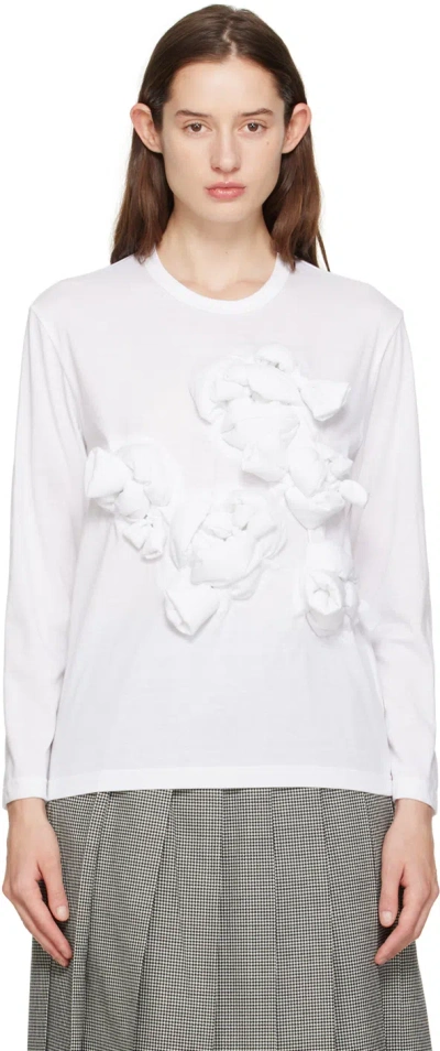 Comme Des Garçons White Knotted Long Sleeve T-shirt In 2 White
