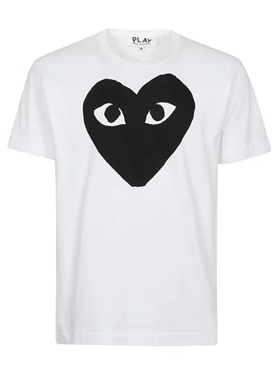 Comme Des Garçons Black Heart Cotton T-shirt In White