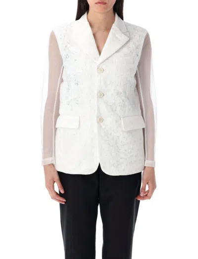 COMME DES GARÇONS WHITE MICRO-FLOWER JACKET