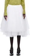 Comme Des Garçons White Nylon Tulle Midi Skirt In 2 White X White