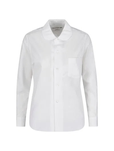 Comme Des Garçons White Peter Pan Collar Pleated Shirt