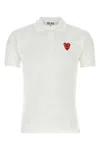 Comme Des Garçons Heart-patch Cotton Polo Shirt In White