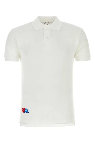 Comme Des Garçons White Piquet Polo Shirt