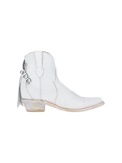 Comme Des Garçons White Pointed Toe Leather Boots