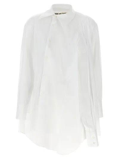 Comme Des Garçons Asymmetric Collared High-low Long Sleeves Loose Pleated In White