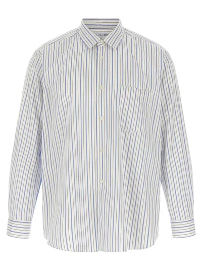 Comme Des Garçons White Relaxed Striped Shirt In Transparent