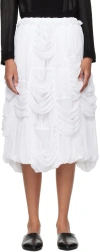 Comme Des Garçons White Ruched Midi Skirt In 3 White