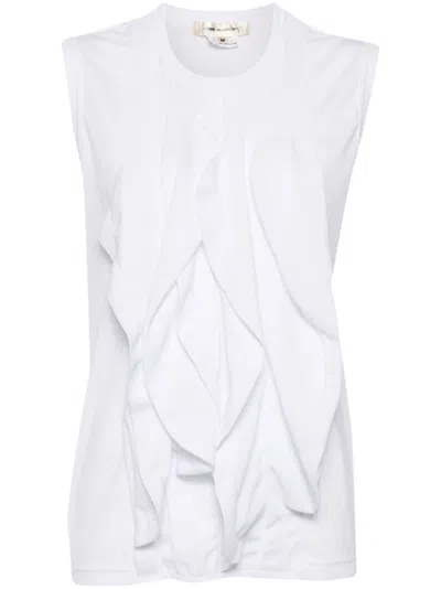 Comme Des Garçons White Ruffled Tank Top