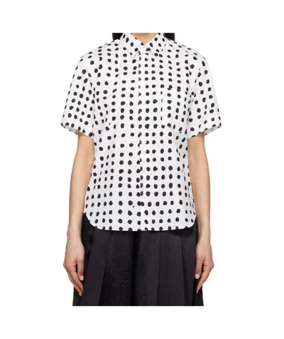 Comme Des Garçons White Short Sleeve Shirt In Multi