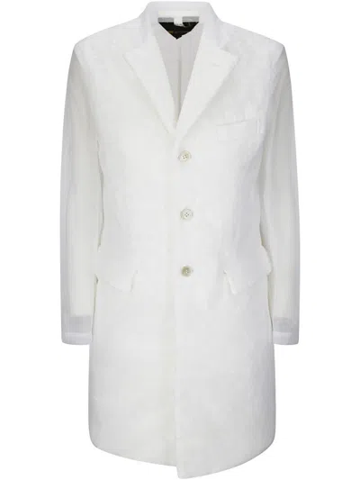 COMME DES GARÇONS WHITE SINGLE-BREASTED COAT