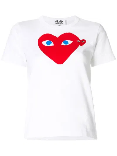 Comme Des Garçons White T-shirt Cuore Piccolo E Grande