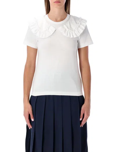 Comme Des Garçons Romantic Ruffle Collar Short Sleeve Top In White