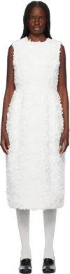 Comme Des Garçons Tulle Flower Tape Embroidery Midi Dress In White