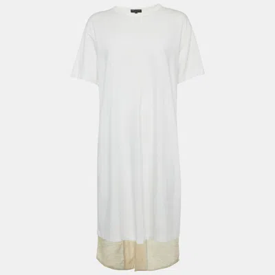Pre-owned Comme Des Garçons White Wool And Jersey Asymmetric T-shirt Dress M