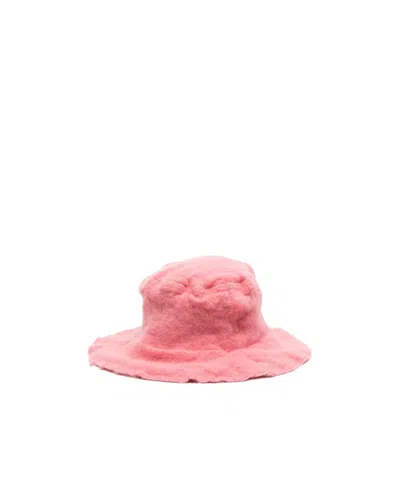 Comme Des Garçons Distressed Wool-blend Bucket Hat In Nude & Neutrals