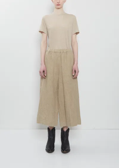 Comme Des Garçons Wide Cropped Linen Pants In Sand
