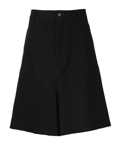 Comme Des Garçons Wide Leg Bermuda Shorts In Black