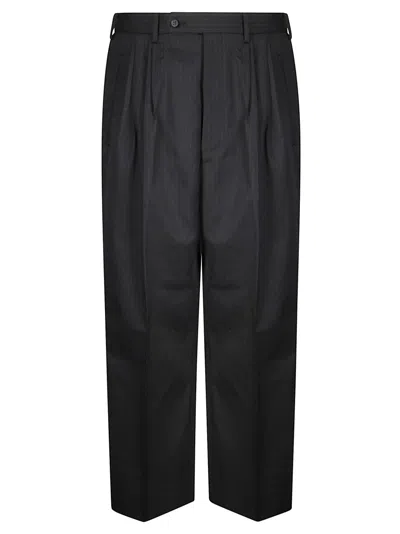 Comme Des Garçons Wide-leg Pinstripe Trousers With Pleats In Black