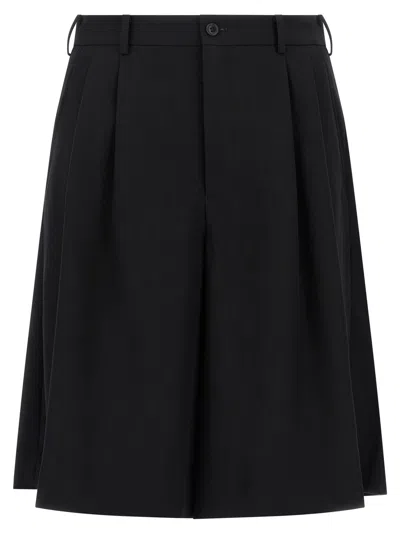 Comme Des Garçons Tailored Wool Bermuda Shorts Featuring Pockets In Black
