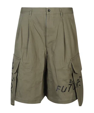 Comme Des Garçons Wide Leg Shorts In Green