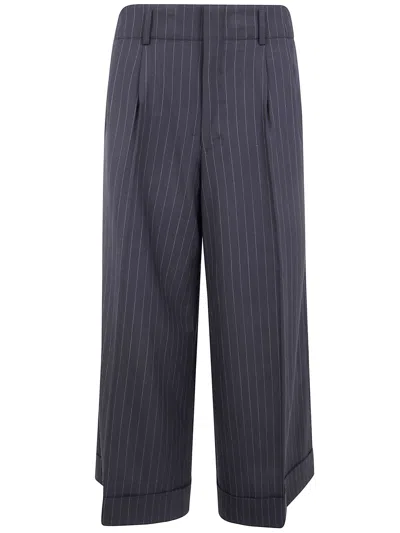 Comme Des Garçons Wide Leg Trousers In Blue