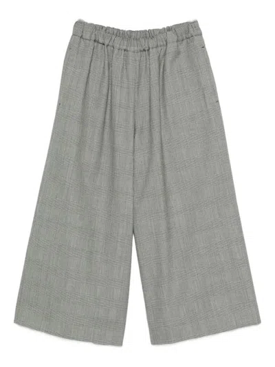 Comme Des Garçons Checked Cropped Trousers In Gray
