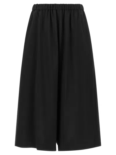 Comme Des Garçons Wide Wool Cropped Culotte Trousers In Black