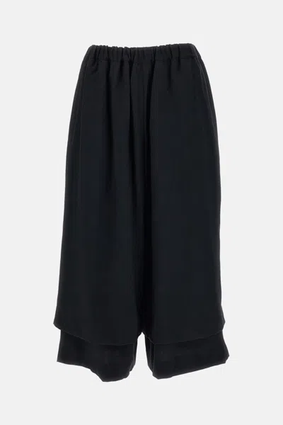 Comme Des Garçons Wide-leg Wool Pants In Black