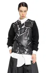 Comme Des Garçons Faux Leather And Wool Sweater In Black