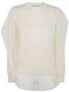 Comme Des Garçons Wool Sweater With Multilayer Tulle Detail