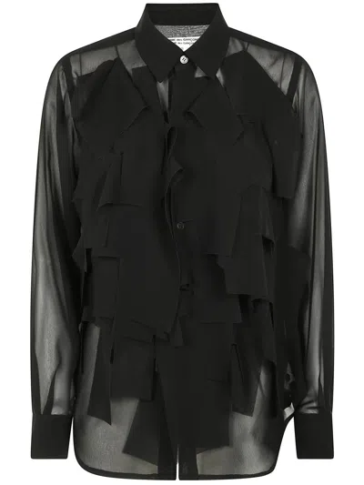 Comme Des Garçons Long-sleeved Shirt In Black