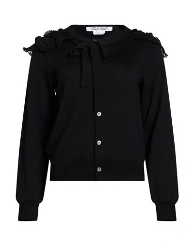 Comme Des Garçons Woman Cardigan Black Size L Wool, Acrylic, Cotton, Polyester, Nylon