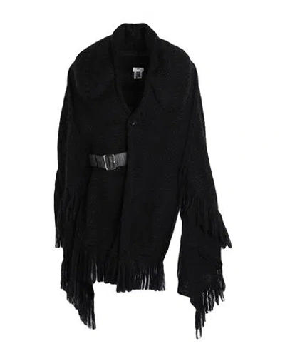 Comme Des Garçons Woman Cardigan Black Size M Wool, Mohair Wool, Nylon, Acrylic, Cow Leather