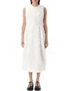 Comme Des Garçons White Tulle Flower Tape Embroidery Midi Dress