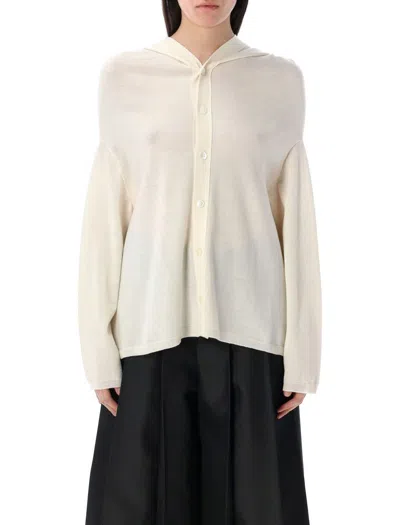 Comme Des Garçons Woman Hooded Cardigan In White