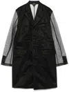 Comme Des Garçons Longline Sheer Sleeves Coat In Black