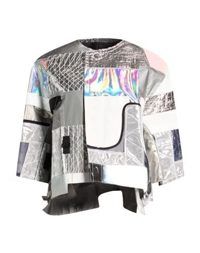 Comme Des Garçons Woman Jacket Silver Size S Polyester, Polyethylene, Cotton, Polypropylene In Gray