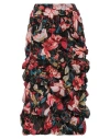 Comme Des Garçons Floral-print Ruched Midi Skirt In Tomato Red