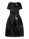 Comme Des Garçons Black Jacquard Floral Pattern Midi Dress In Black