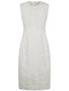Comme Des Garçons White Tulle Flower Tape Embroidery Midi Dress In White