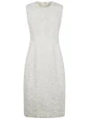 Comme Des Garçons White Tulle Flower Tape Embroidery Midi Dress In White