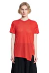 Comme Des Garçons Asymmetric Mesh T-shirt In Red